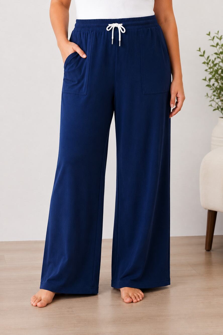 Sonoma Wide Leg Lounge Pants XXL Navy NWT Cotton Pockets NEW